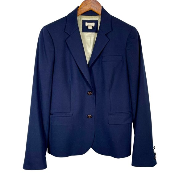 J.Crew Factory Wool-Blend Navy Blue Two-Button Blazer Size 6 Tailored Jacket - Picture 16 of 16